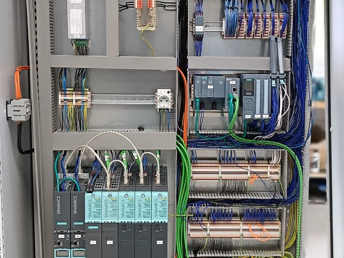 PLC rack from an industrial palletizing automation project